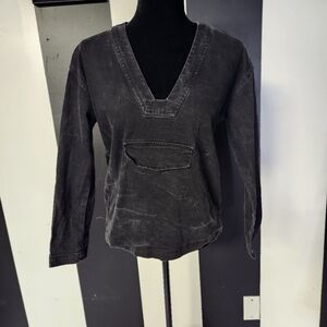Oversized acid washed long sleeve top